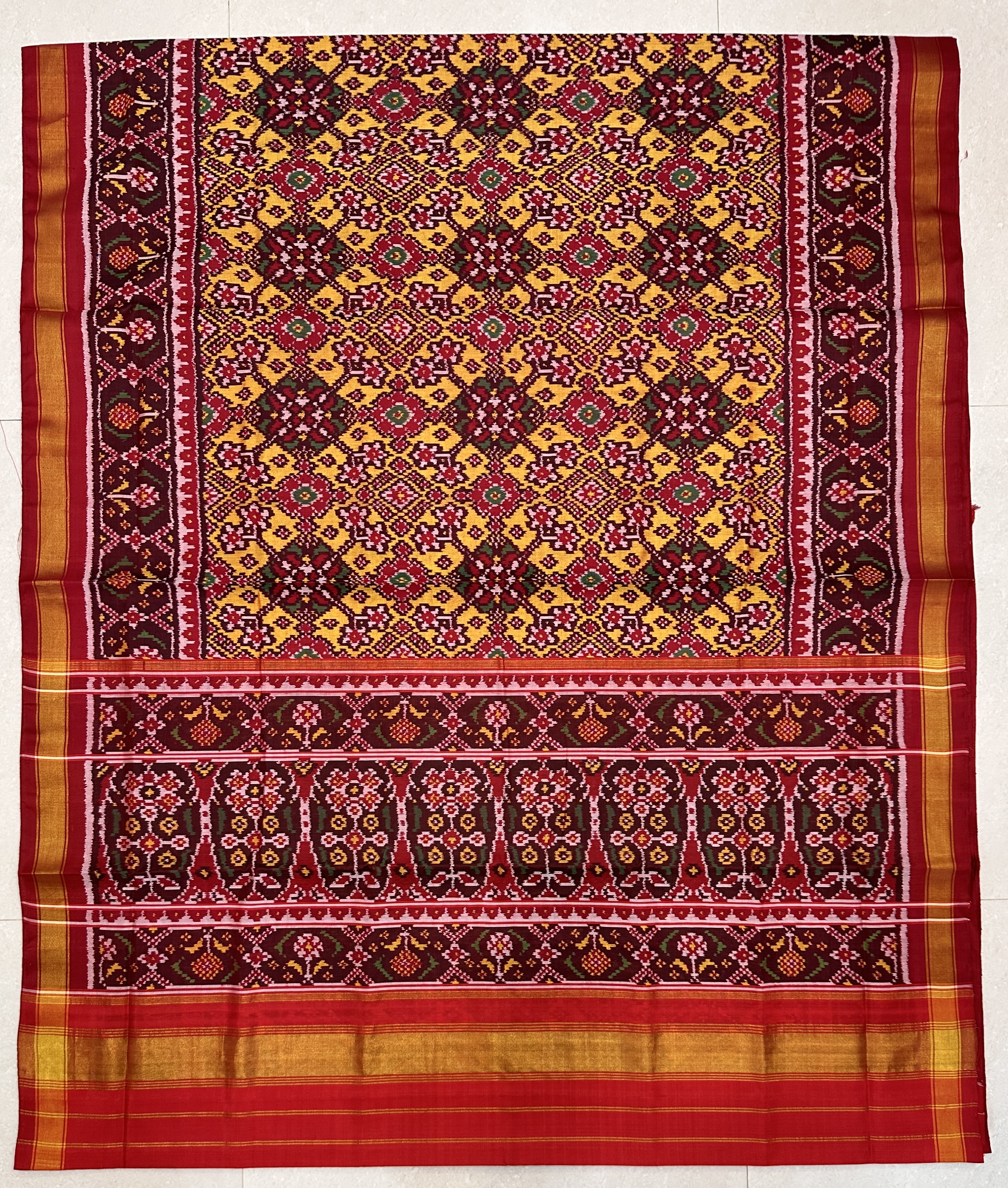 Contrast Rajkot Patola Saree with Tal